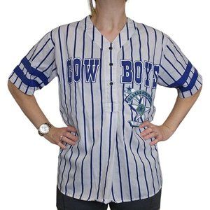 90s Womens S/M Dallas Cowboys Thin Striped‎ Shirt